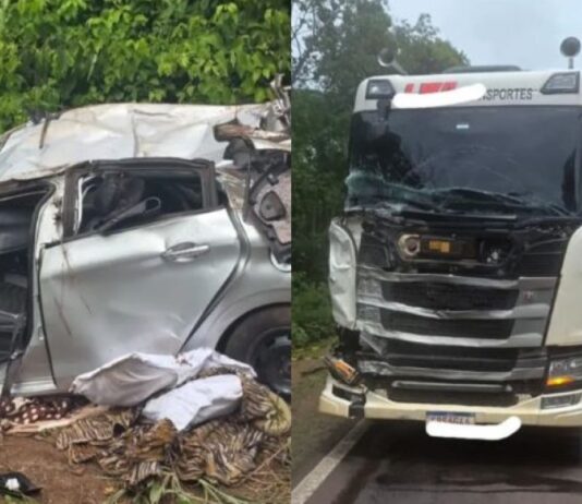batida entre carro e carreta deixa quatro mortos da mesma família
