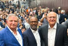 Ao lado de Alckmin, Bebeto participa de ato com trabalhadores da construção civil em São Paulo
