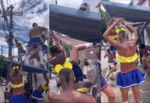 VÍDEO: Ponto De ônibus Desaba Durante “baba De Saia” Estrutura De Ponto De ônibus Desaba Durante “baba De Saia” Em Salvador