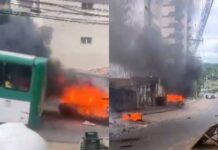 Carro Desgovernado E Em Chamas Atinge ônibus Em Brotas Carro Desgovernado E Em Chamas Atinge ônibus Em Brotas