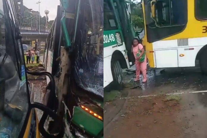 Colisão Entre ônibus Deixa Uma Pessoa Ferida E Causa Lentidão Na Avenida Bonocô, Em Salvador