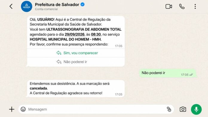 Prefeitura De Salvador Passa A Confirmar Consultas E Procedimentos De Prefeitura De Salvador Passa A Confirmar Consultas E Procedimentos De Saúde Pelo WhatsApp